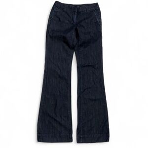 J. Crew dark wash flare jeans distressed pockets 0